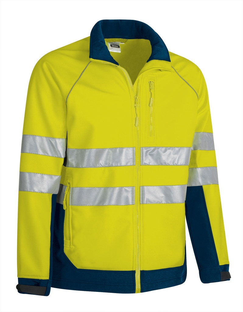 [V502] Chaqueta softshell A.V. TACOMA V502 (Sin serigrafía, S, amarillo flúor-azul marino orión)