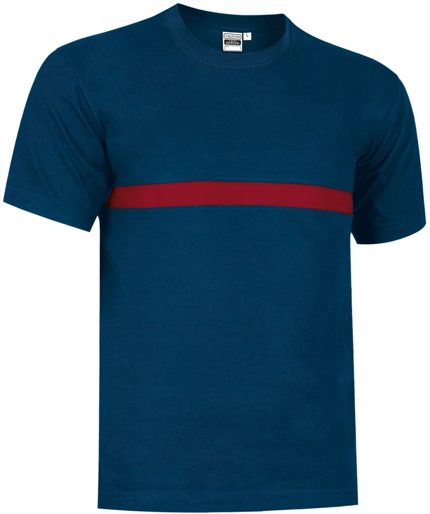 [V130] Camiseta SERVER (Sin serigrafía, S, azul marino orión-rojo loto)