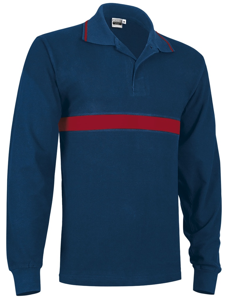 [V239] Polo M/L SERVER V239 (Sin serigrafía, S, azul marino orión-rojo loto)