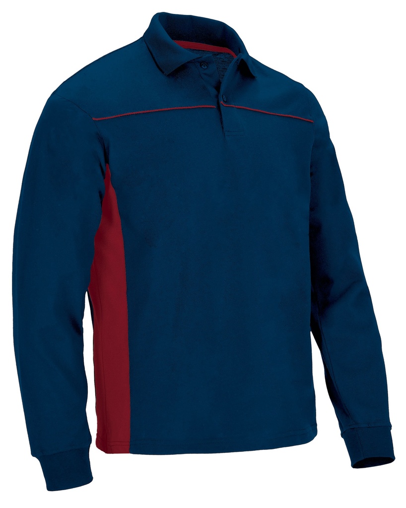 [V247] Polo M/L THUNDER V247 (Sin serigrafía, S, azul marino orión-rojo loto)